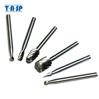 

TASP 6pcs HSS Rotary Burr Mill Cutter Routing Router Bit Mini Drill Rotary Tool Accessories Woodworking Metalworking