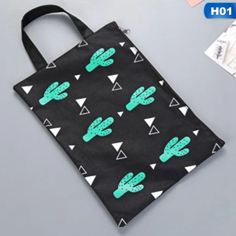 Design 1 1 шт. Модная Сумка для документов из ткани «кактус» формата А4 32*23,5 см, товары для хранения файлов, школьные канцелярские принадлежности на молнии - Цвет: Design 1