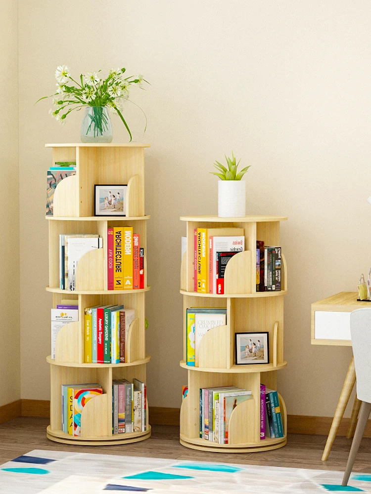

Full solid wood rotating bookshelf 360 degree small bookcase receives bookcase children's bookshelf picture book corner shelf