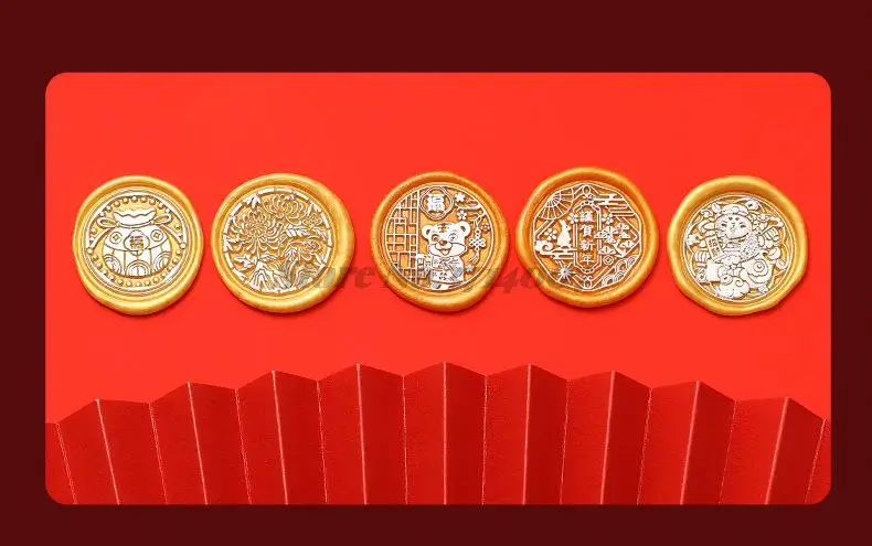 2022 Lunar New Year Stamp Sealing Seal Wax Fu Chun Chinese Traditional Elements Scrapbooking For Envelope Wedding Party
