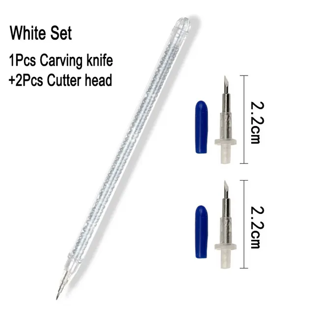 Art Utility Knife With 2Pcs Blade Set Paper Sticker Cutter Pen Knives For Handicraft Carving Engraving Sculpture Tool Stationery White Set