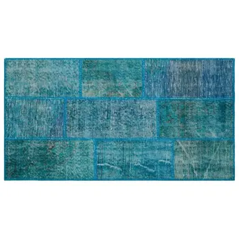 

Handmade Turquoise Vintage Overdyed Patchwork Area Rug 080x150 Cm-2'7''X4'11''