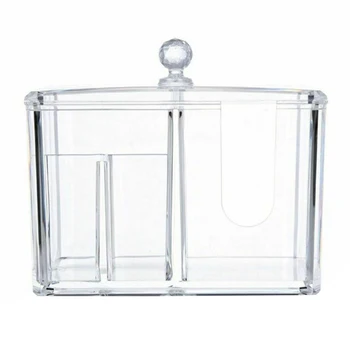 

Portable Thickened Cylindrical Cotton Swab Transparent Desktop Storage Boxes Crystal Acrylic Cotton Swabs Storage Box