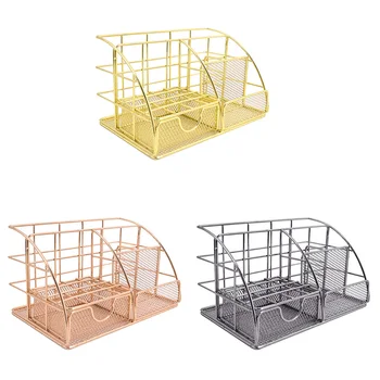 

Desktop Makeup Storage Box Practical Makeup Brush Organizer Office Home Metal Pen Holder Rack Durable Long Life Container
