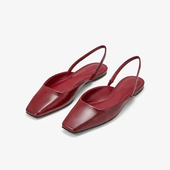 

2019 autumn new fashion simple solid color flat shoes women retro style comfortable back strap casual shoes