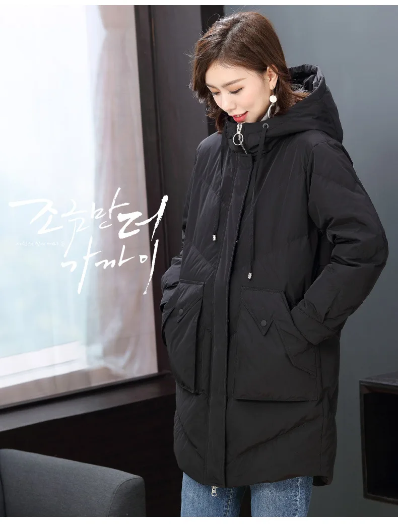 Роскошные женские пуховики с капюшоном miegofce зимняя верхняя одежда повседневная теплая верхняя одежда топ бренды куртки размера плюс черные длинные свободные