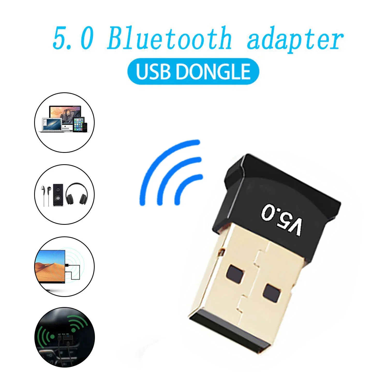 Usb Bluetooth Adapters Bt 5.0 Draadloze Computer Adapter Audio Ontvanger Zender Dongles Laptop Oortelefoon Ble Mini Sender | Электроника