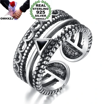 

OMHXZJ Wholesale RG172 European Fashion Fine Woman Man Party Birthday Wedding Gift Vintage Chain 925 Sterling Silver Open Ring