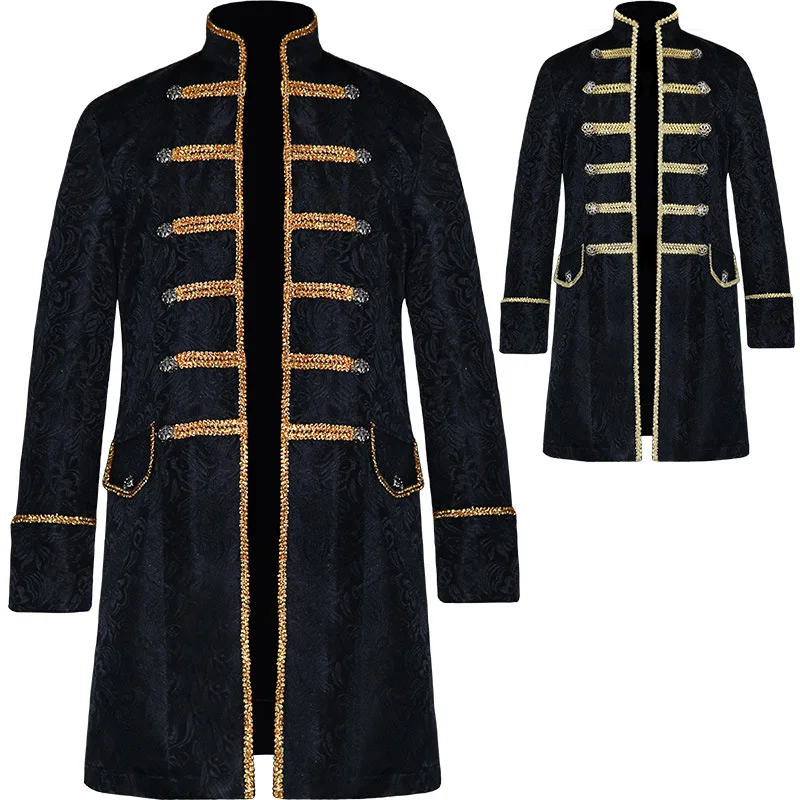

Noble Vintage Men's Jacket Medieval Cosplay Velet Prince Coat Retro Wedding Blazer Gothic Steampunk Carnival Party Knight Top