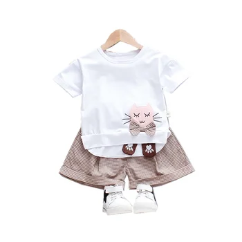 

New Summer Baby Girls Clothes Children Fashion Cartoon T Shirt Shorts 2Pcs/sets Toddler Cotton Casual Clothing Kids Tracksuits