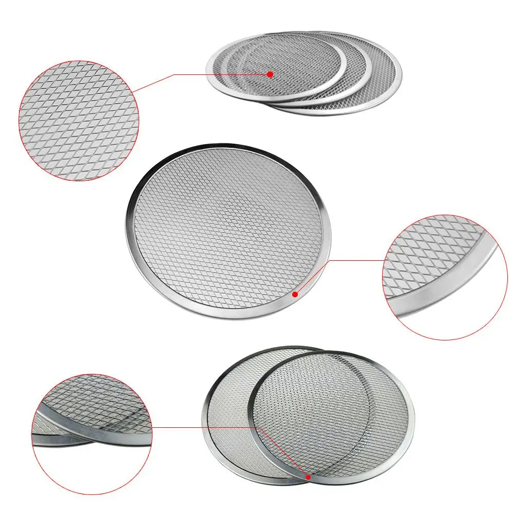 Non stick Pizza Screen Pan Baking Tray Metal Net New Seamless Aluminum Metal Net Bakeware Kitchen Tools Pizza 6-22inch