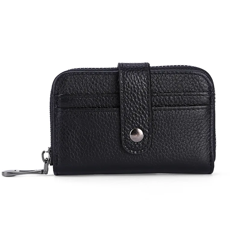 New Unisex Credit Card Holder Leather Women Men Small Mini Hasp Clutch ID Credit Card Business Coin Money Holder Bag - Цвет: Black
