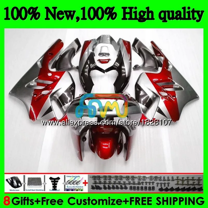 Корпус для KAWASAKI ZX900 900 CC ZX 900 9 R 19BS. 18 9R 900CC ZX-9R ZX9R 94 95 96 97 1994 красного и серебристого цвета 1995 1996 1997 обтекатели комплект