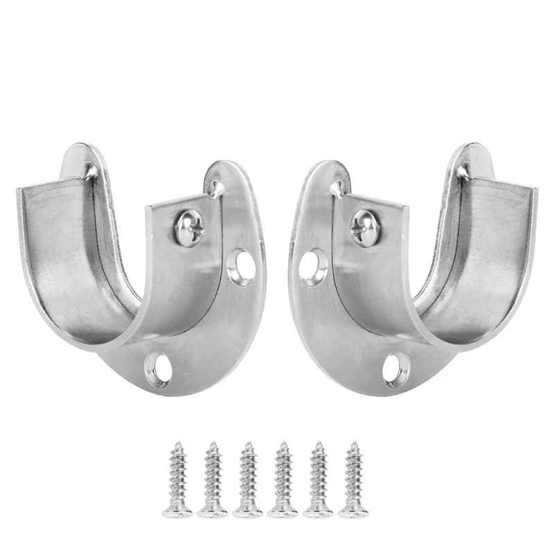 2Pcs Curtain Rod Bracket Frame Stainless Steel Curtain Rod Mounting