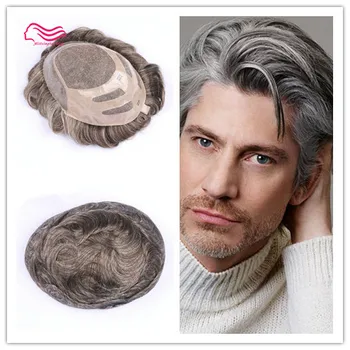 

fine mono with NPU Human Hair Hairpieces Replacemen.t System For Men Toupees Human Hair Hairpieces Lace & PU free shipping