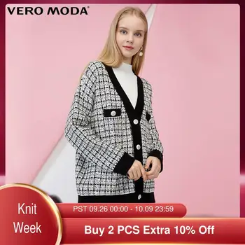 

Vero Moda Women's Vintage Tweed Plaid Knitted Cardigan Jacket | 319413582
