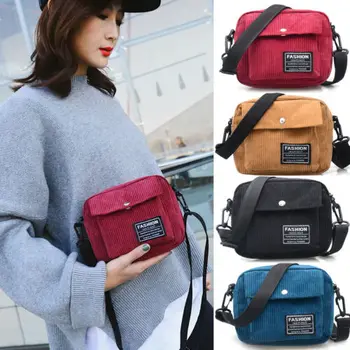 

Fashion Outdoor Waterproof Purse Women Shoulder Bag Corduroy Small Square Bag Coin Wallet Travel Holiday Phone Pocket Organizer