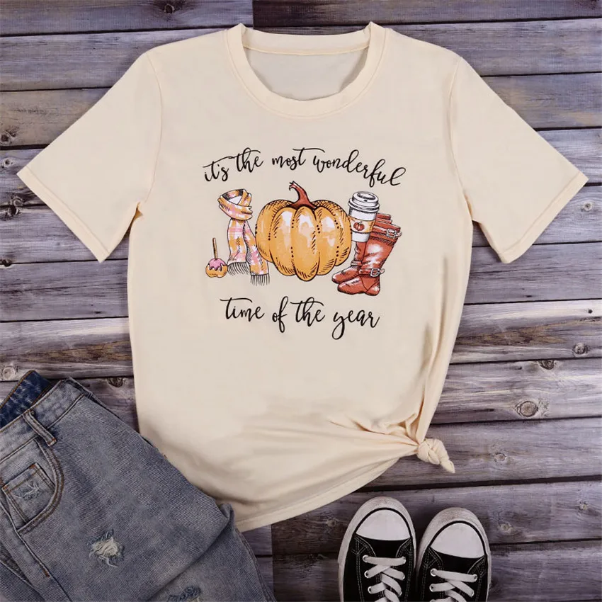 

Pumpkin Printed Top Women T-shirt Summer O-neck Tops Tee Fashion Halloween Tops Female Tee Shirts Women women 2019 camiseta