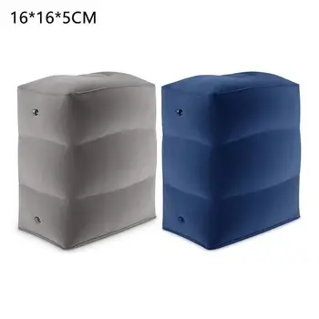 

2 Gas Nozzle 3 Layers Inflatable Travel Foot Rest Pillow Airplane Train Car Footrest Cushion With Storage Bag & Dust Cover