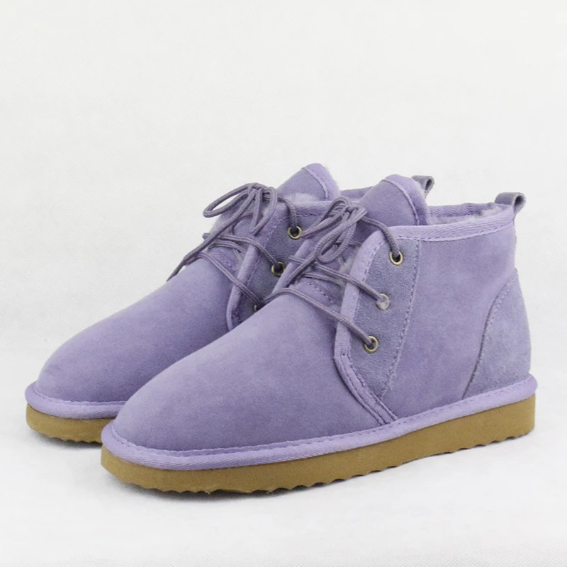 Purple as pic Одежда высшего качества Женские модные зимние ботинки из натурального Меха Теплые ботильоны Водонепроницаемый теплая шерсть женские зимние ботинки - Цвет: Purple as pic