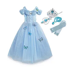 Костюмы принцессы на Хэллоуин для девочек; чудесное платье Золушки для костюмированной вечеринки; Детские карнавальные Бальные платья на день рождения