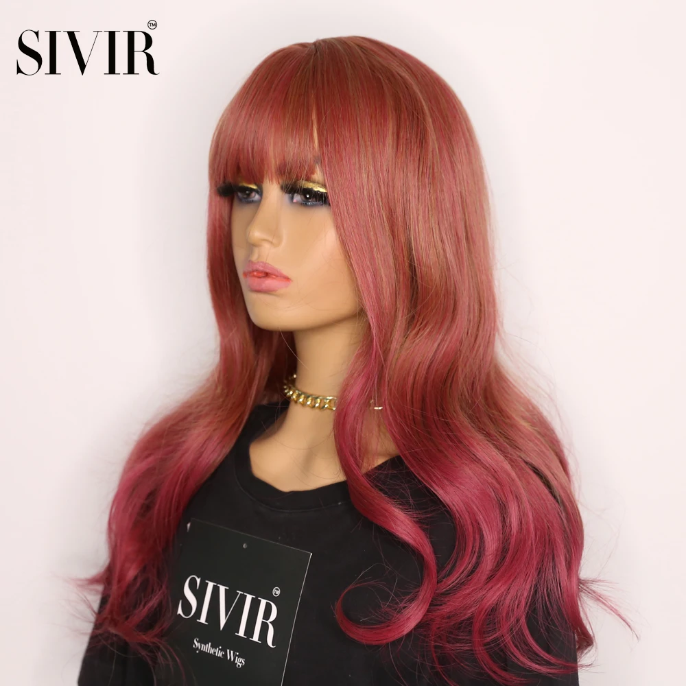 

Sivir Synthetic wigs Blonde Red Long Straight Wig With Bangs Cosplay Synthetic Hair Wigs For Woman Heat Resistant Fiber Wigs
