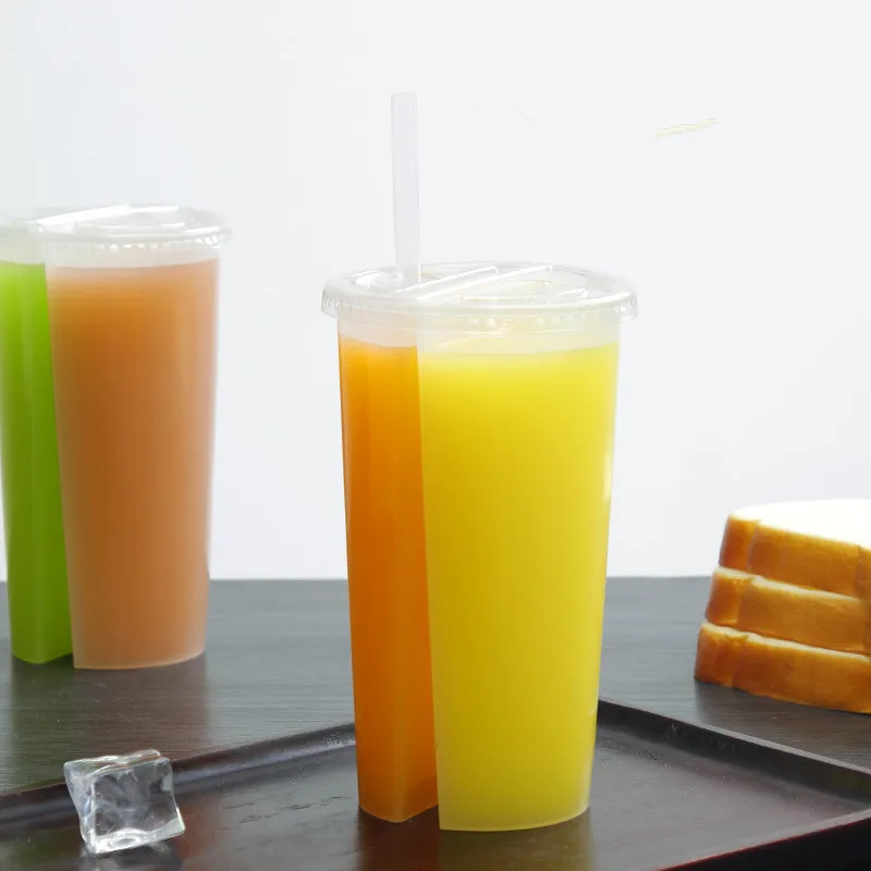 

50pcs Transparent disposable cold drink plastic cup creative double share lover juice coffee party birthday favor cup with lid