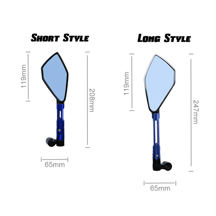 Motorcycle Mirrors Universal CNC Aluminum Handlebar Rear View Blue Anti-glare for Honda Yamaha Suzuki Scooter ktm