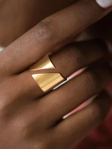 Кольцо женское, из нержавеющей стали, многослойное, широкое