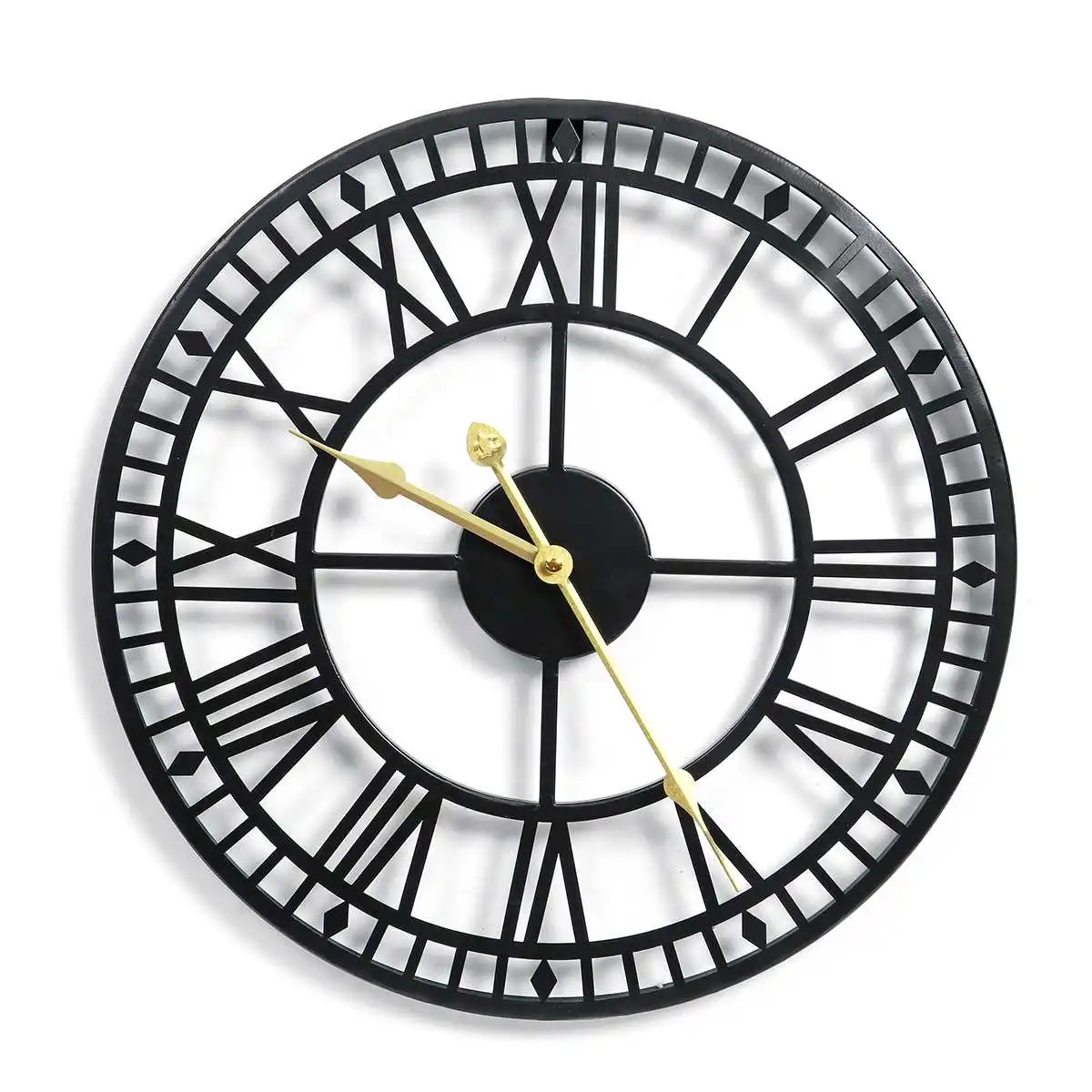 Vintage Classic Large Metal Iron Wall Clock Rustic Roman Numerals Clock Living Room Home Decor