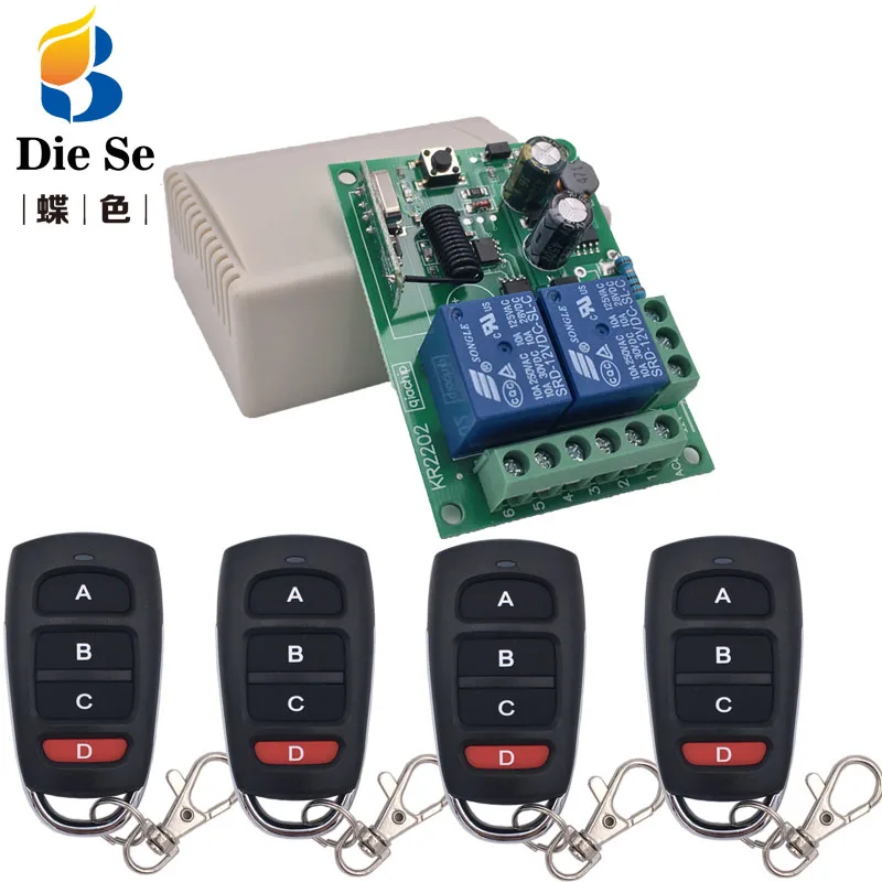 

AC85~250V 10A 2CH Remote Control Switch Wireless Receiver Relay Module for rf 433MHz Remote Garage Lighting Electric Door switch