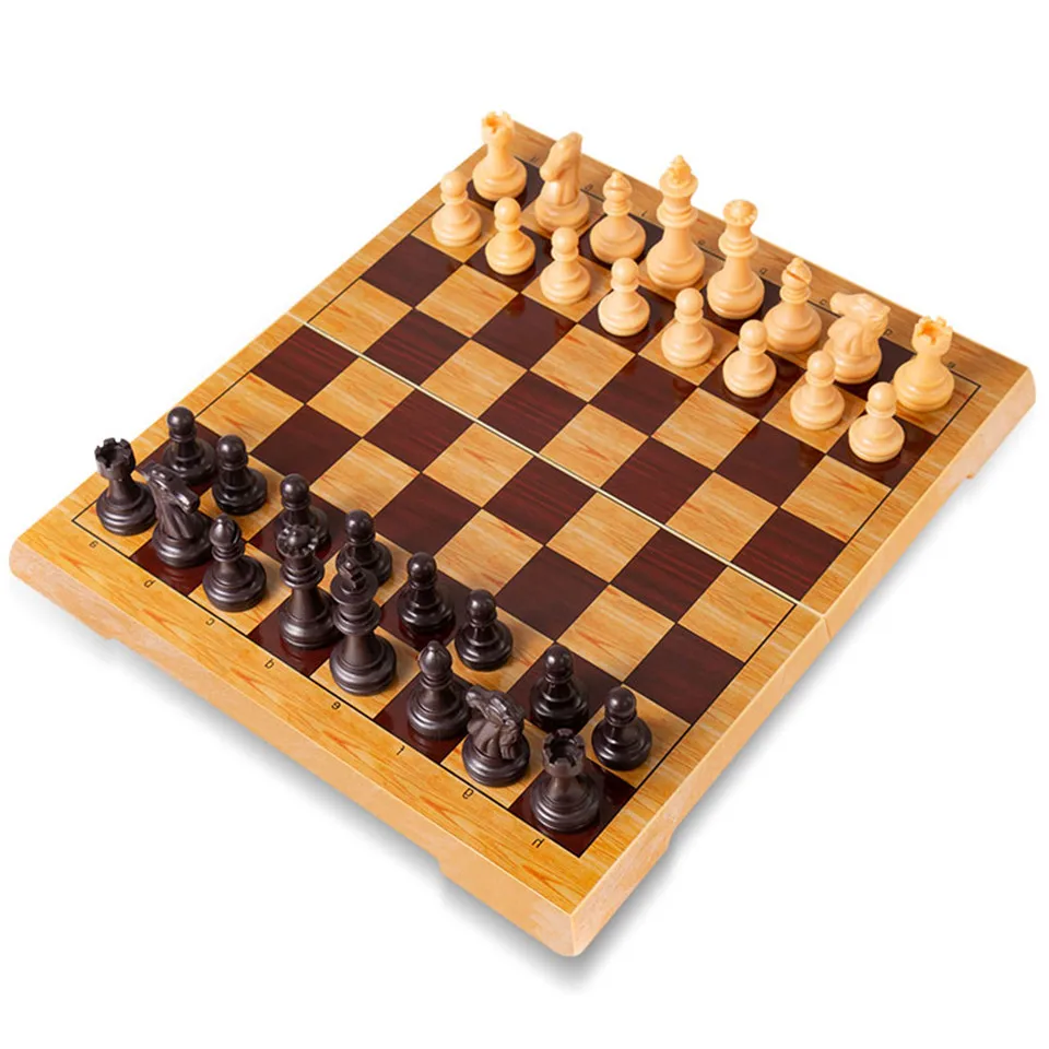 Toys Games Chess PS Environmental Plastic Chess Resin Magnetic Chess Pieces with Folding Chess Board Portable Travel Chess Game Set Creative Traditional Games Chess