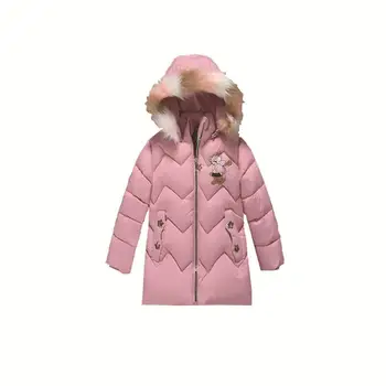 

Girls Boys Winter Embroidery Outerwear Children Long Coats With Cartoon Clothes Zipper Parkas Park Snowsuit Casual