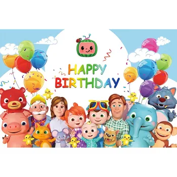 

120x80cm Cocomelon Photo Material Photography Background Cloth Wall Covering Birthday Party Background Cloth