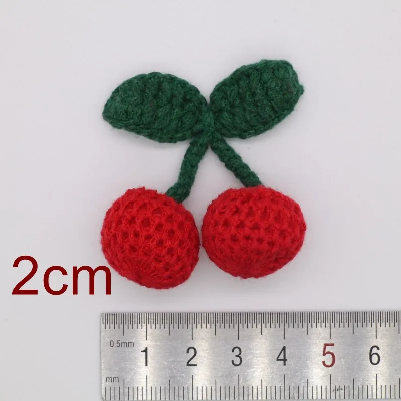 2/5Pcs Cotton Hand-knitted Woolen Green Leaf Red Cherries Crafts DIY Earrings Pendant Hair Hat Bag Key Ring Clothing Accessories jewelry making supplies craft supplies doll handmade accessories key charms pendant
