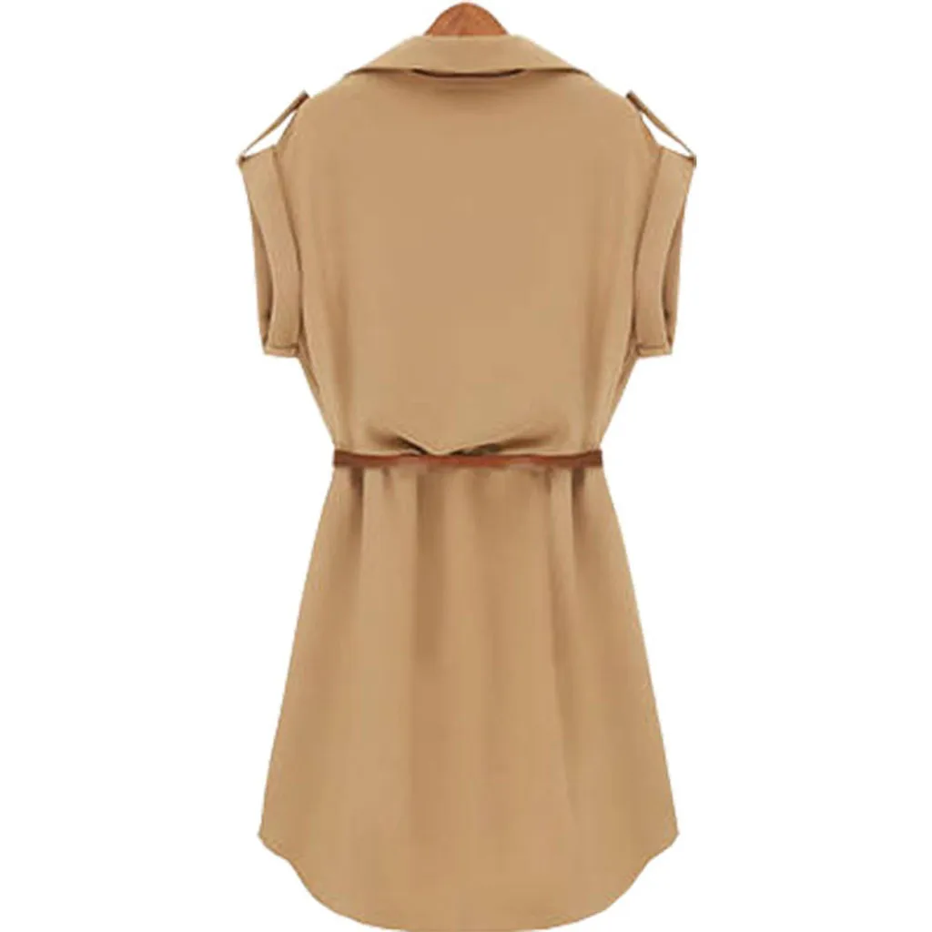 15# Solid Short Sleeves Lacing Dresses Women Casual Pockets Simple Dress Summer Ladies Fashion Breathable Dress Vestidos New