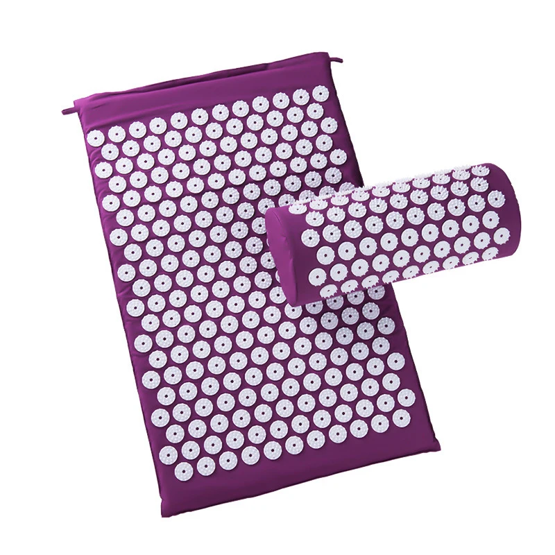 Акупунктурный Массажный коврик йога коврик Акупрессура Массажный коврик для иглоукалывания Акупунктура с подушкой массаж от стресса рельеф - Цвет: Фиолетовый