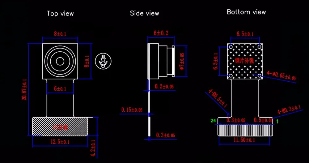 Для ESP32 OV7725 24PIN ночного видения особенности высокой четкости Ирис распознавания камеры модуль 24PIN 0,5 мм Шаг 21 мм/50 мм/90 мм
