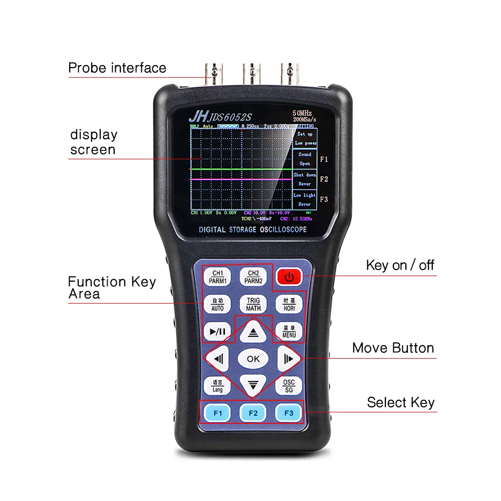 Портативный Ручной осциллограф JDS6052S цифровой с функцией Storagesignal генератор 50 МГц