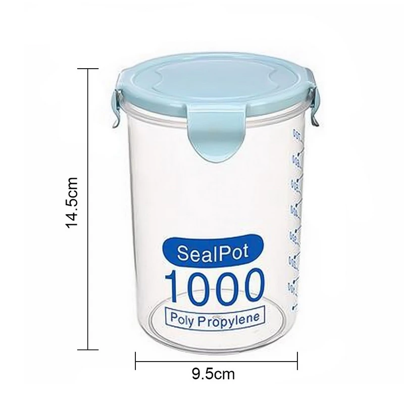 1000ml blue FUNIQUE рис бобы Stoarge Jar с крышкой уплотнения 4 решетки Холодильник Хранения Пищи Контейнер пластиковый кухонный ящик для хранения - Цвет: 1000ml blue