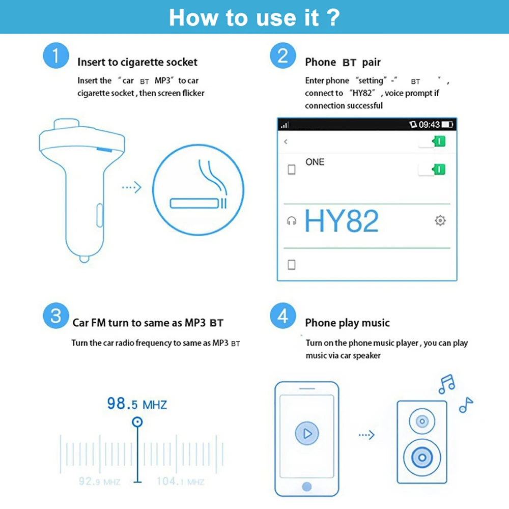 Универсальный автомобильный Bluetooth комплект Victsing, fm-передатчик, двойной USB MP3-плеер, USB порт, свободные руки, широкая совместимость, fm-передатчик