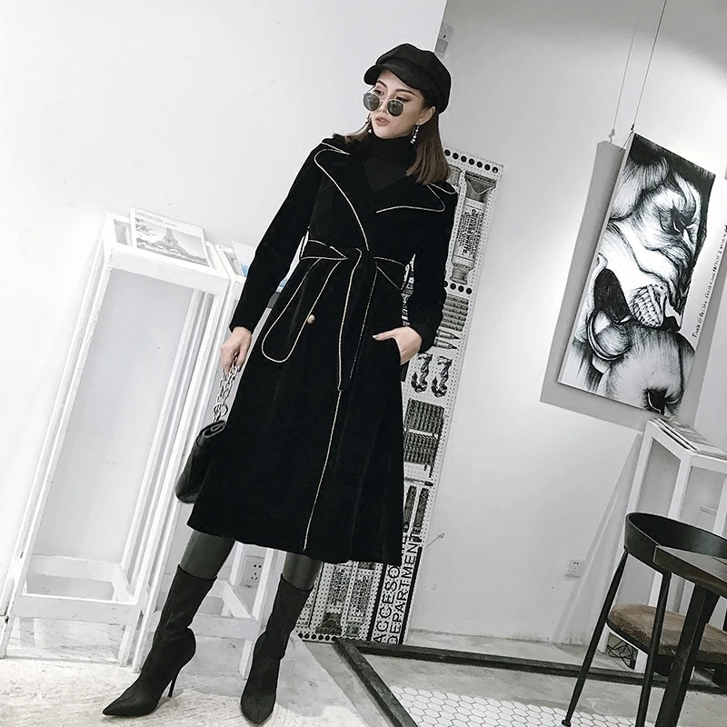 WOMENGAGA, осень и зима, новые продукты, Ретро стиль, длинная, тонкая, толстая, теплая, шерстяная, Вельветовая куртка для женщин, B141