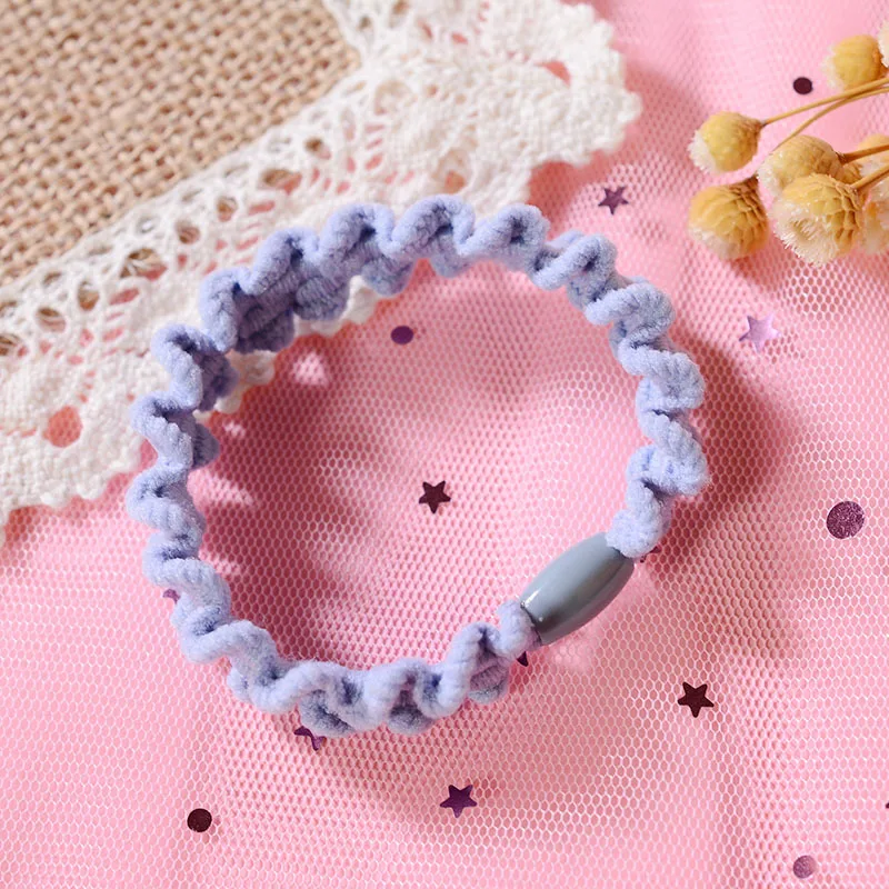 light blue Новинка, ручная работа, плюшевые волнистые эластичные резинки для волос, для девушек, конский хвост, веревки для волос, розовая резинка, аксессуары для волос для женщин, 20 шт./лот - Цвет: light blue