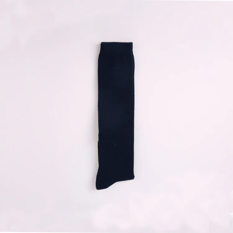 navy blue Осенняя одежда Хлопковые гольфы для молодых женщин одежда для отдыха тонкие серые черные носки противоскользящие теплые чулки 2 пары - Цвет: navy blue