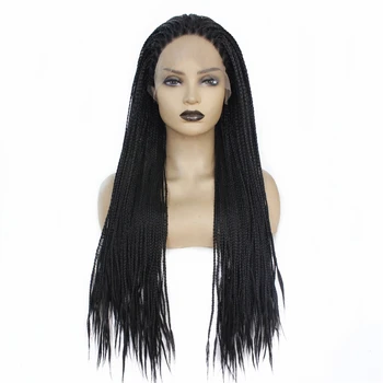 

Natural Black Braids Wig Glueless Lace Front Wigs for Black Women High Temperature Synthetic Hair Braided Wigs With Baby Hair