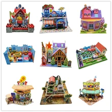 3D головоломка Большая Бумажная модель мир архитектурный дом мультфильм изображение корабль замок развивающие игрушки Бумажные модели домов игрушка