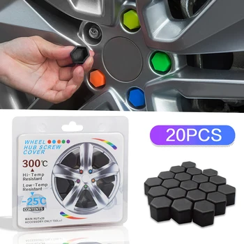 

20 Pcs 19MM Car Wheel Nuts Nipple Caps On Wheels Anti-Rust Auto Hub Screw Protection Cover Exterior Decoration Accessories Black