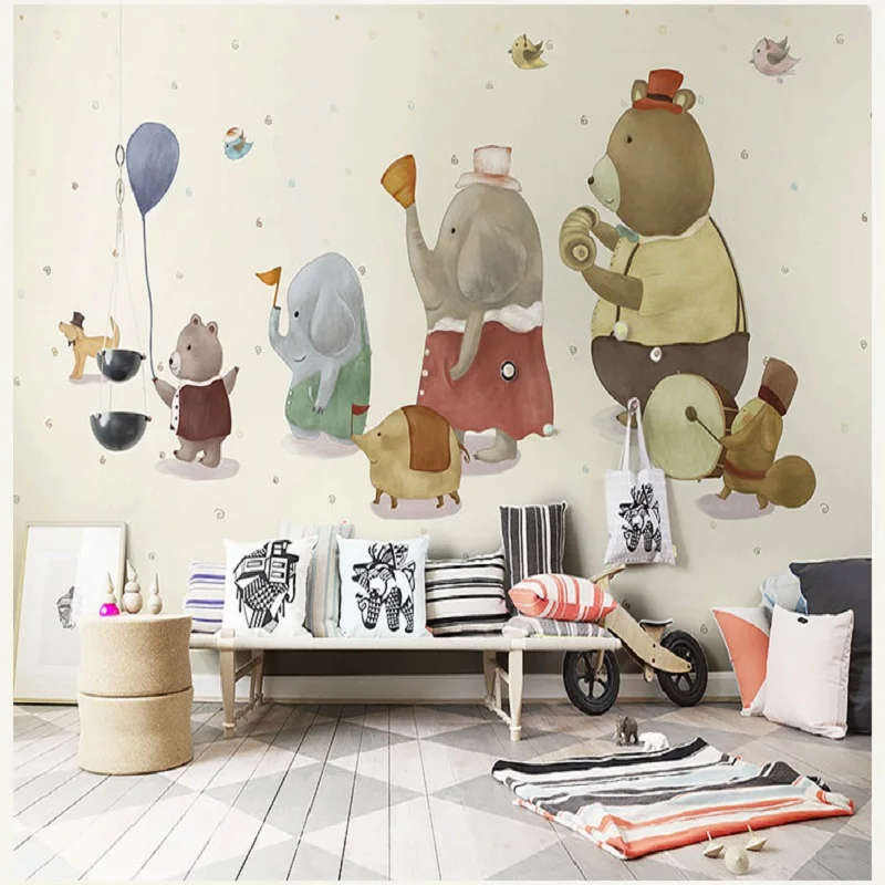 Custom Cute Elephant withBallon Mural Wall paper 3d Photo Murals Wallpaper for Kids Room Large Papel | Обустройство дома