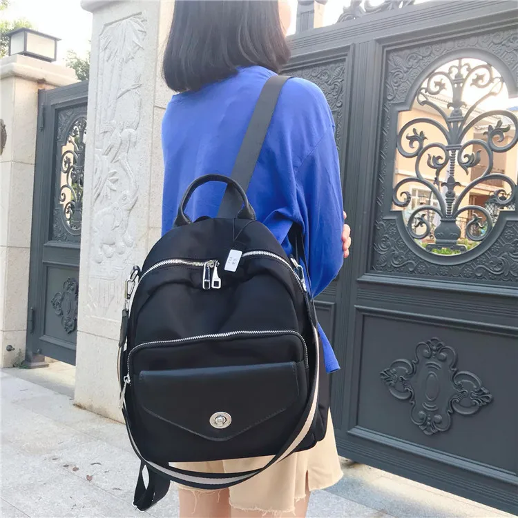 

2019 Autumn WOMEN'S Bag New Style Oxford with Leather Lightweight Casual Versatile Portable Shoulder Bag Backpack Travel Bag
