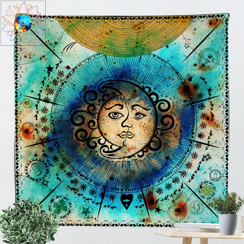 Гобелен мандалы с Луной настенный гобелен в стиле бохо декор хиппи